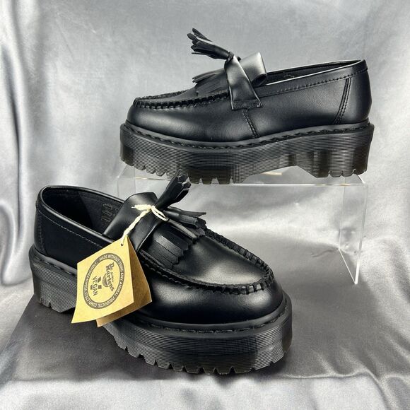 Dr. Martens Adrian Quad Mono Black Platform Shoes W 7.5 /M 6 EU 38 Vegan Leather